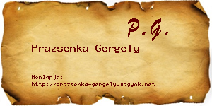 Prazsenka Gergely névjegykártya